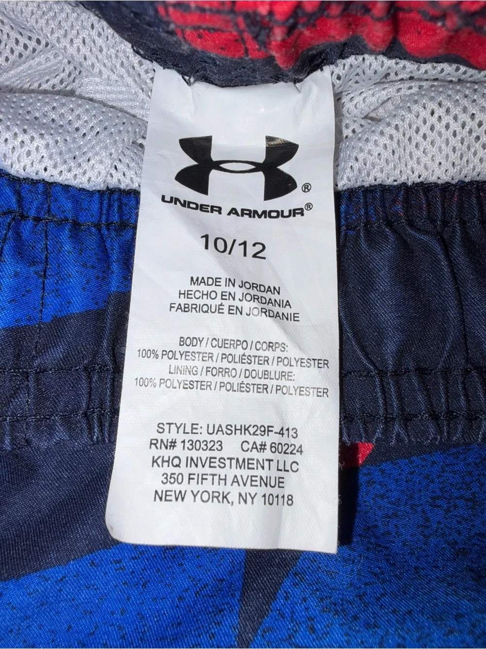 Under Armour Boys' Red, Blue & Black Star Print Swim Shorts Size 10/12